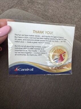 Brand new Carnival cruise lines VIFP collector souvenir pin 2024